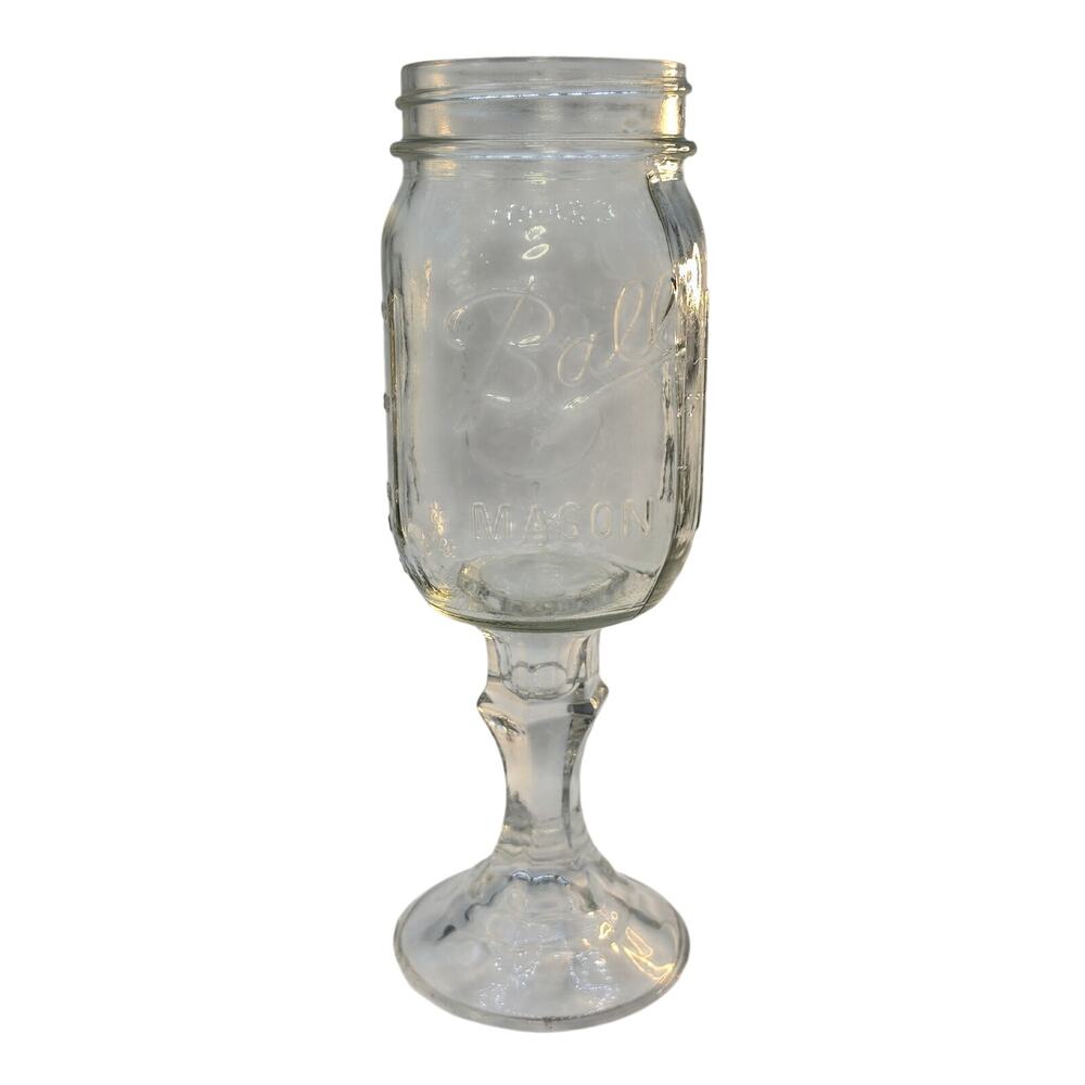Ball Mason Jar Redneck Hillbilly Wine Glass Goblet Pedestal Drinkware Vintage